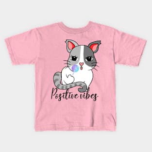 Positive vibes cat and a lollipop Kids T-Shirt